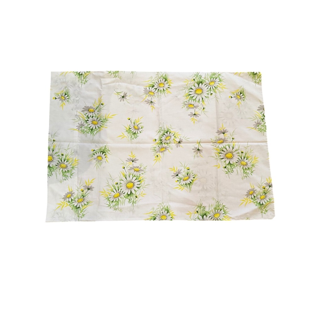 Vintage Springmaid Wondercale Daisy Floral Standard Pillowcase Yellow White USA